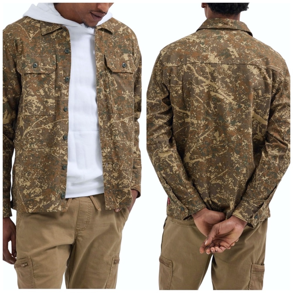 Wrangler Men’s size 3XL : camo army print utility cotton blend over shirt jacket